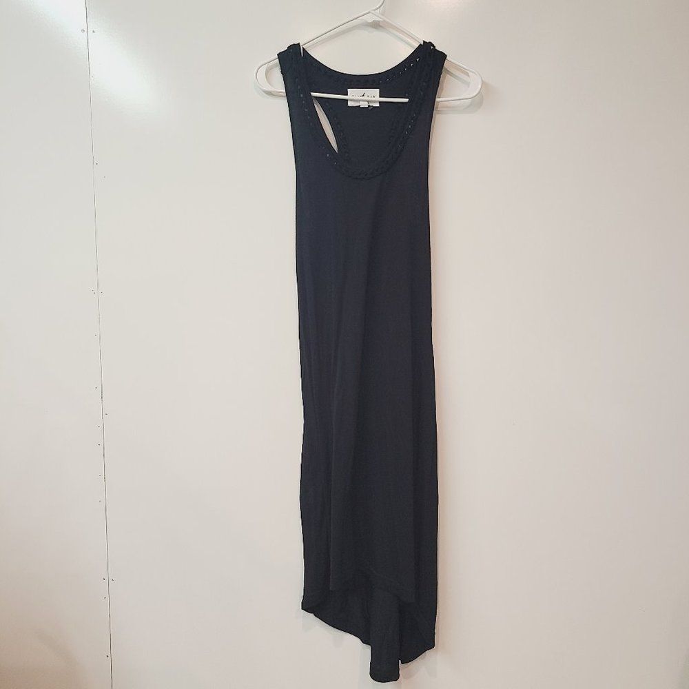 Olive + Oak Black Sun Dress Sleeveless Tank Braided Trim Womens Small